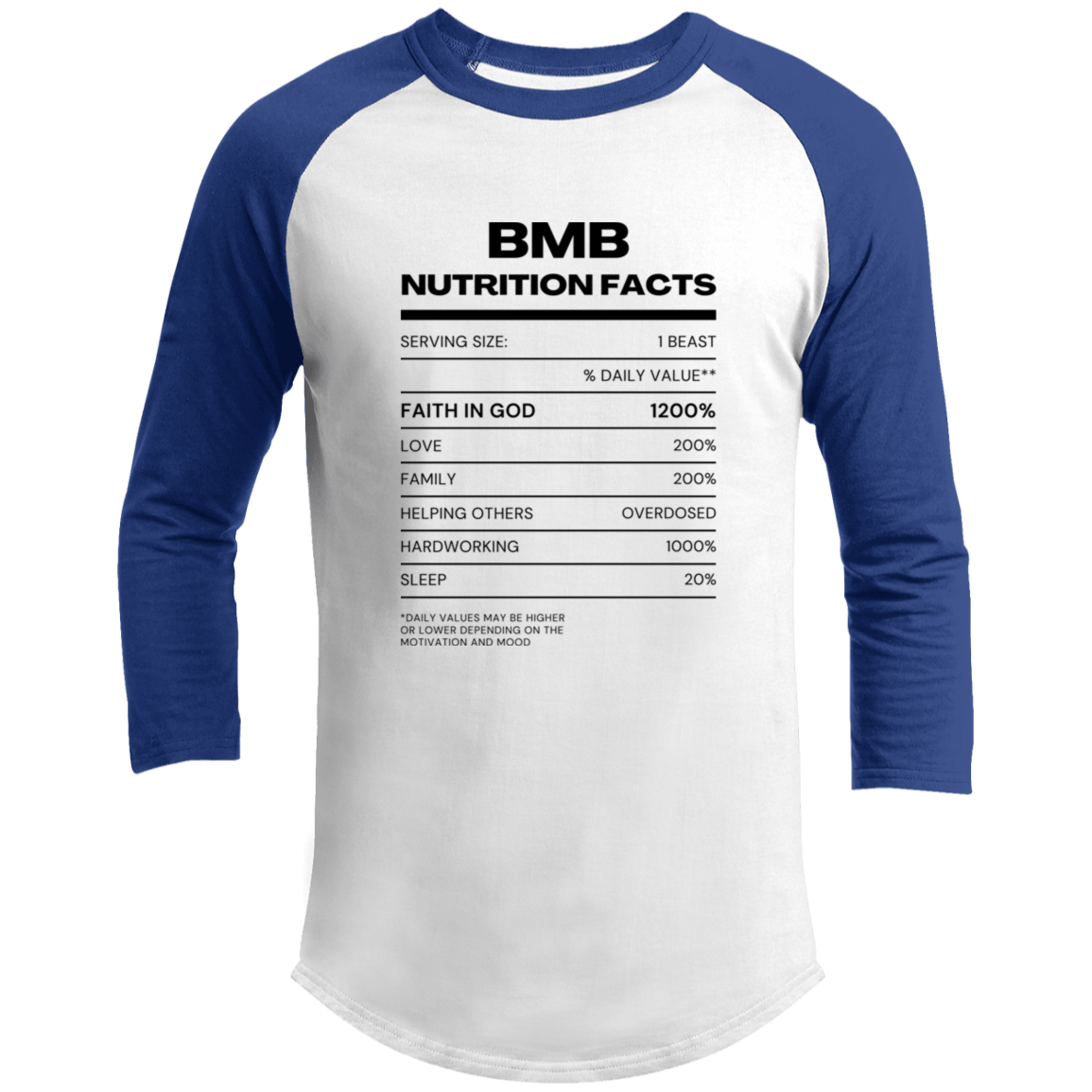 BMB Nutritional Facts color Sleeve Shirt