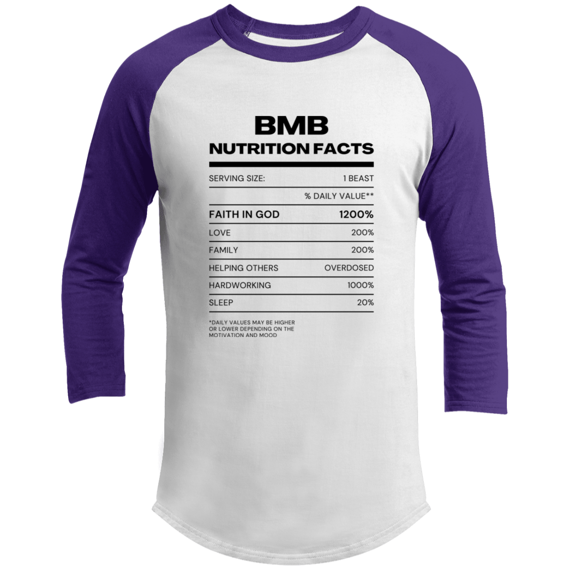 BMB Nutritional Facts color Sleeve Shirt