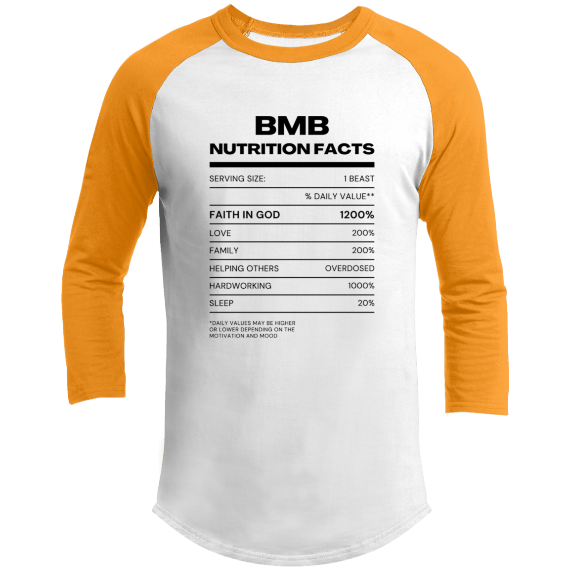 BMB Nutritional Facts color Sleeve Shirt