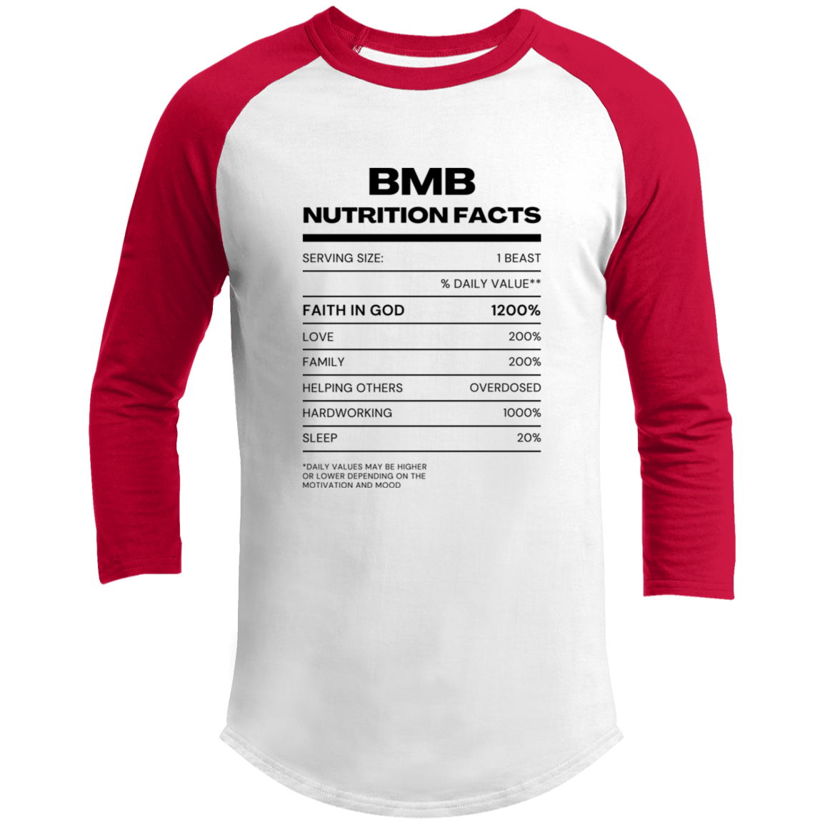 BMB Nutritional Facts color Sleeve Shirt