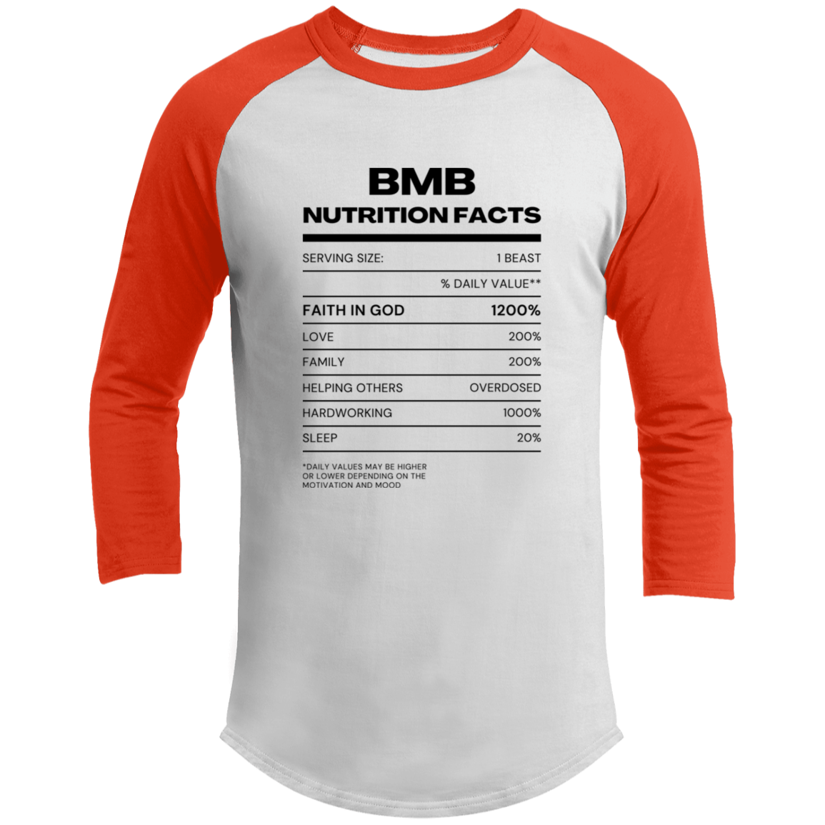 BMB Nutritional Facts color Sleeve Shirt